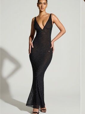 embellished bandeau maxi dress US 2 / BURGUNDY
